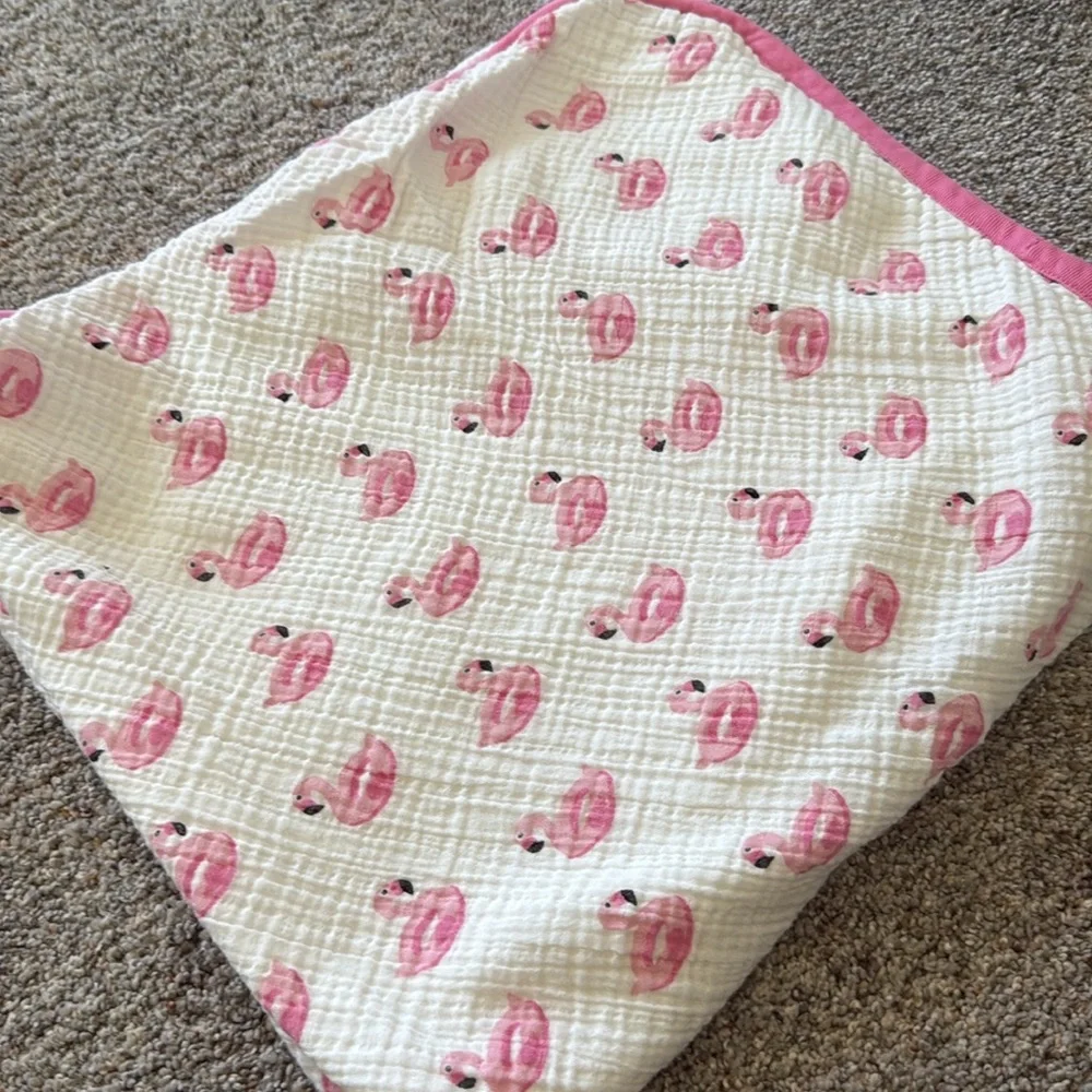 Monica and Andy Pink Flamingo hooded towel